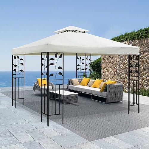 Parte superior de repuesto para toldo de cenador, cubierta de toldo de doble nivel de 10 x 10 pies, color blanco hueso