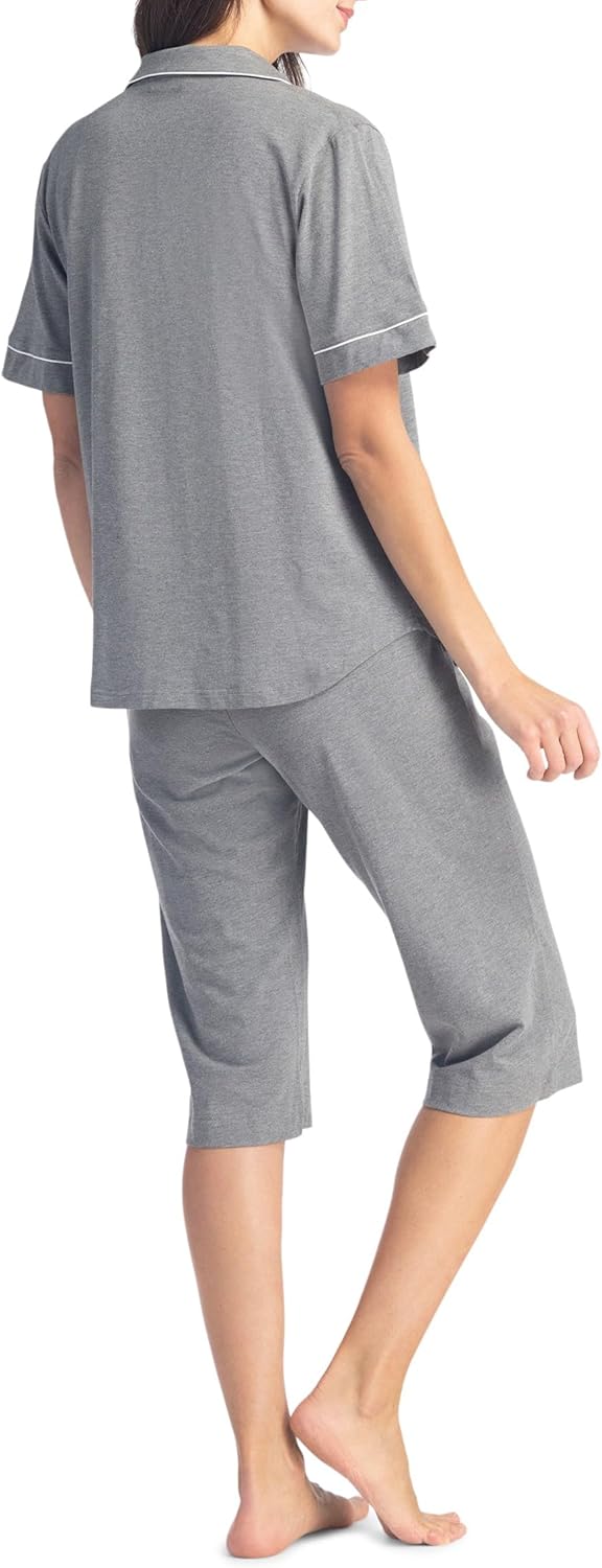 Fishers Finery Button Down Pajamas for Women Capri Pajama Sleepwear Set with Gift Box - Image 2