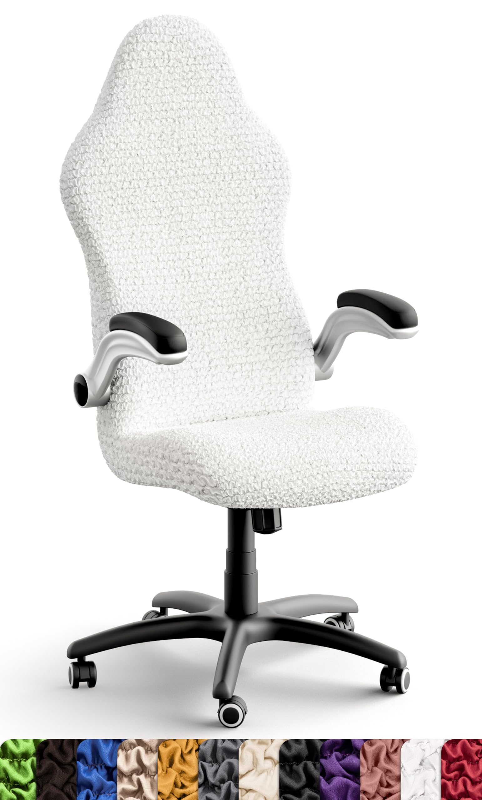PAULATO BY GA.I.CO. Office Chair Slipcovers - 1-Piece Furniture Protector - Form Fit, Machine Washable -MicrofibraCollection - White Color