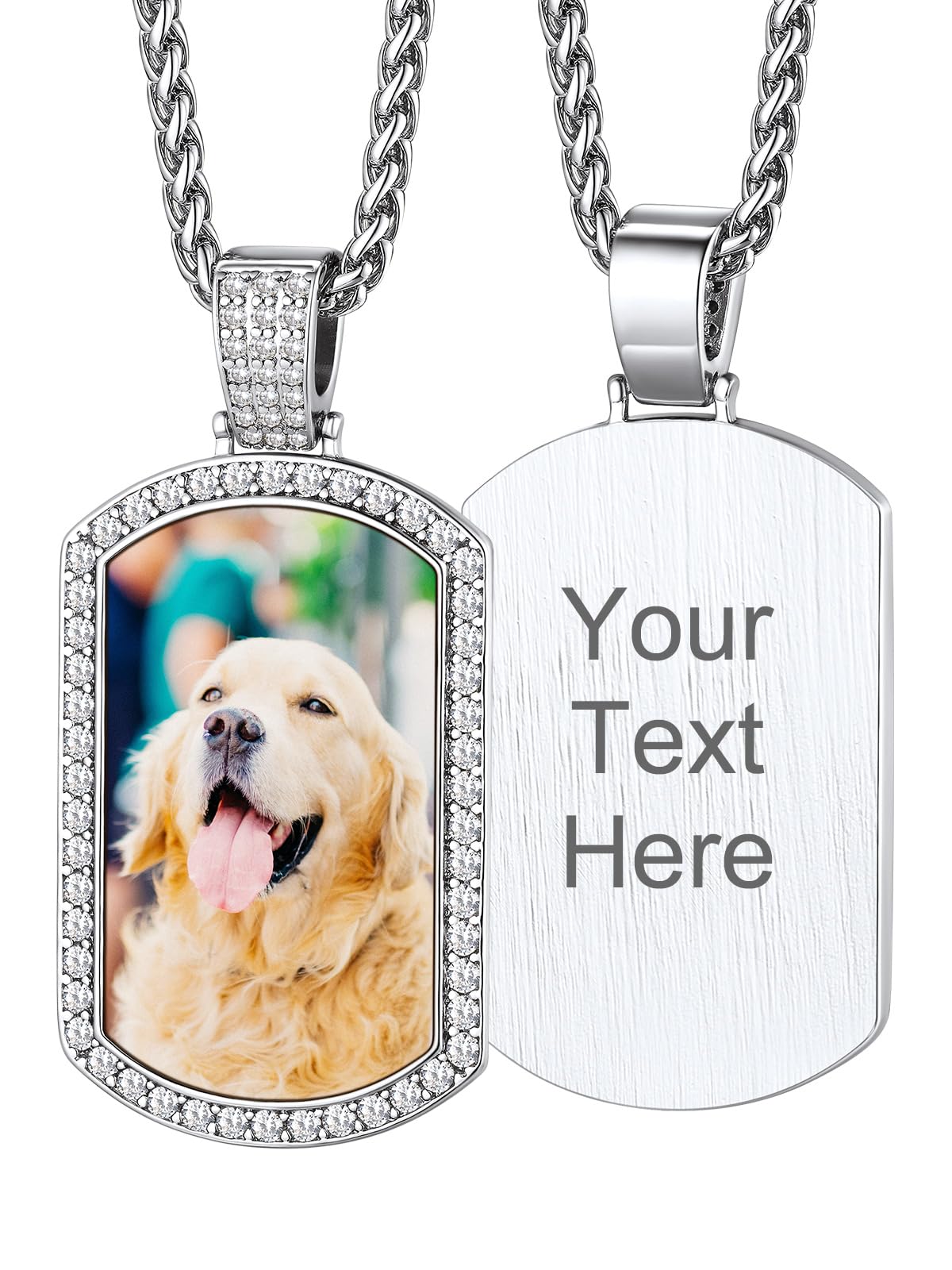 Custom4U Picture Necklace Personalized Photo Circle Chain for Men Women