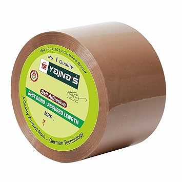 YAJNAS 2 Inch 100 Meters, Pack of 1, Brown BOPP Tape Self Adhesive High-Strength Packing Tape Rolls, Packaging Tape | Brown Cello Tape | e Commerce Industrial Tape for Home, Office use & Box Packing