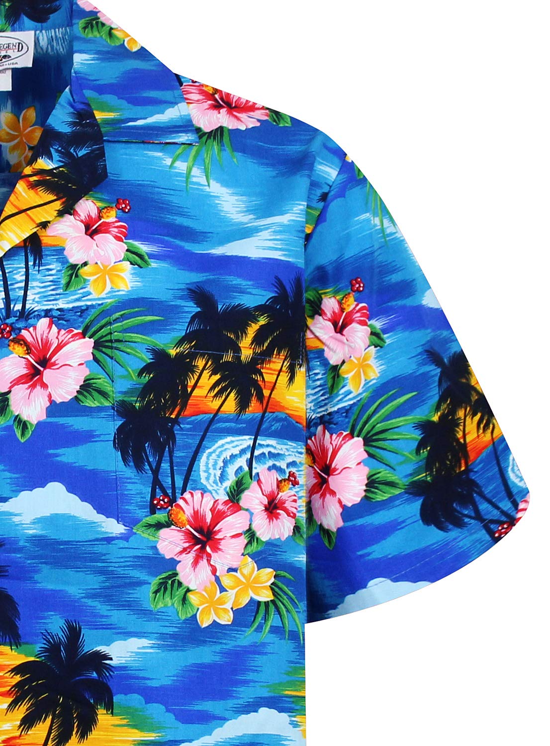 P.L.A. Pacific Legend Original Hawaiihemd Kurzarm Herren Kurzarm Button-Down Front-Tasche Hawaii-Print Rosa Blüte