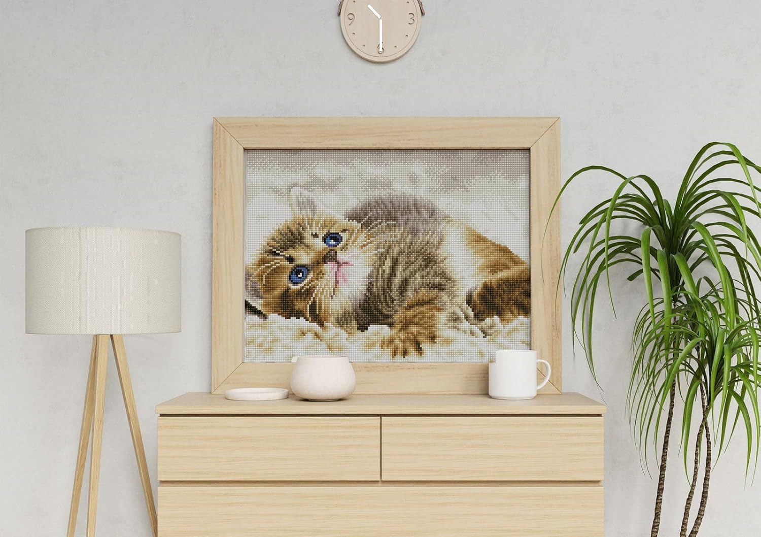 DIAMOND DOTZ Baby Pie - Pre-Framed Kit Cat Diamond Painting Kits for Adults - Diamond Art Kits a Relaxing Creative Craft Kit with Dotz Gems 16"x12"