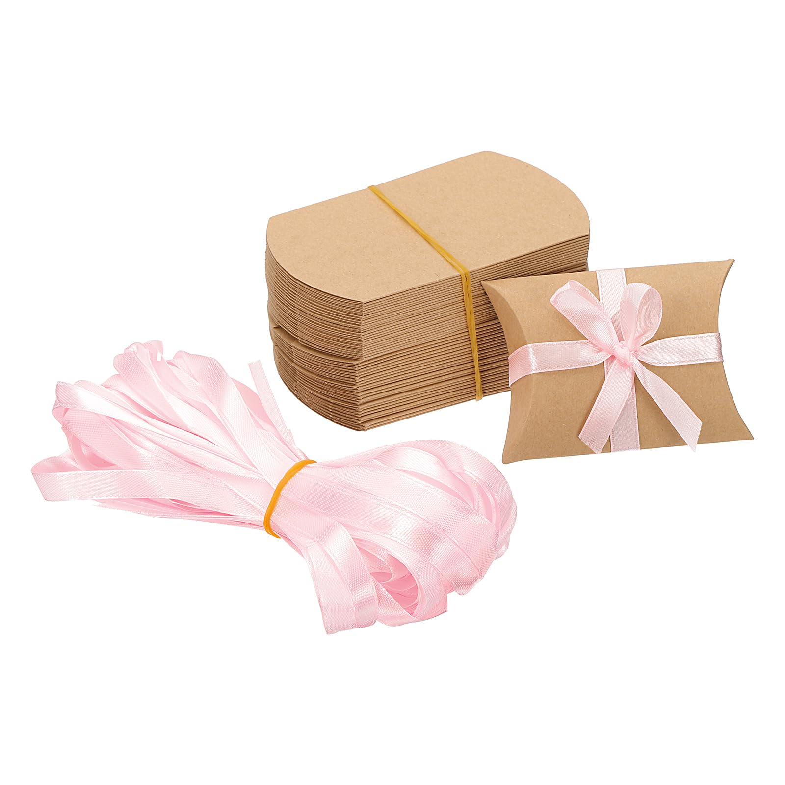 PATIKIL Small Gift Boxes, 50 Pcs 3.5x2.5x1 Inch Pillow Boxes Candy Thank You Treat for Wedding Party Favor Pen Birthday Gift Jewelry Greeting Card, Light Brown