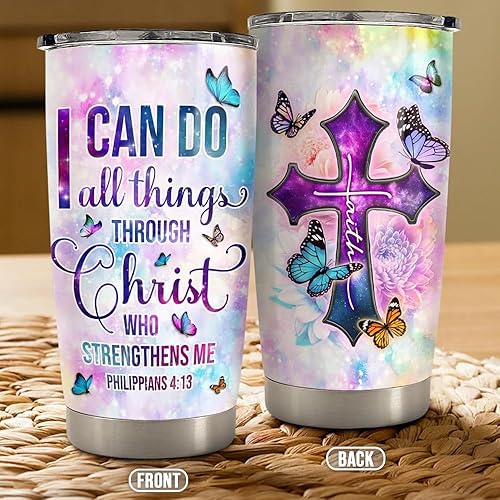 Vista 77 de SANDJEST Vaso inspirador de 20 onzas, regalo cristiano, regalos inspiradores para mujeres, vasos con aislamiento de acero inoxidable motivacional