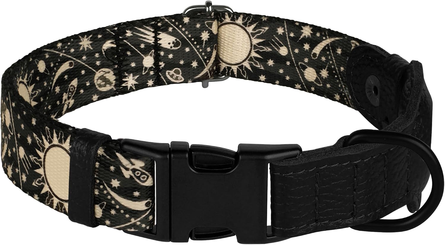 AirTag Dog Collar with Metal Buckle - Printed Nylon Soft Leather Dog Collar with Apple AirTag Holder - Secure Tracking GPS Pet Collars for Girl Boy Small Large Dogs (XL, 20"-25" Neck Fit, Space)