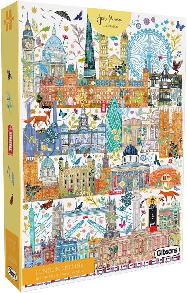 Gibsons London Skyline 1000 Piece Jigsaw Puzzle, White, 1000 Pieces, 68 x 49 cm, Adult, Intermediate, Art Deco, Unisex, Plastic Free, Cardboard, 1 Count, 1 Set, 1 Item, 1 Puzzle