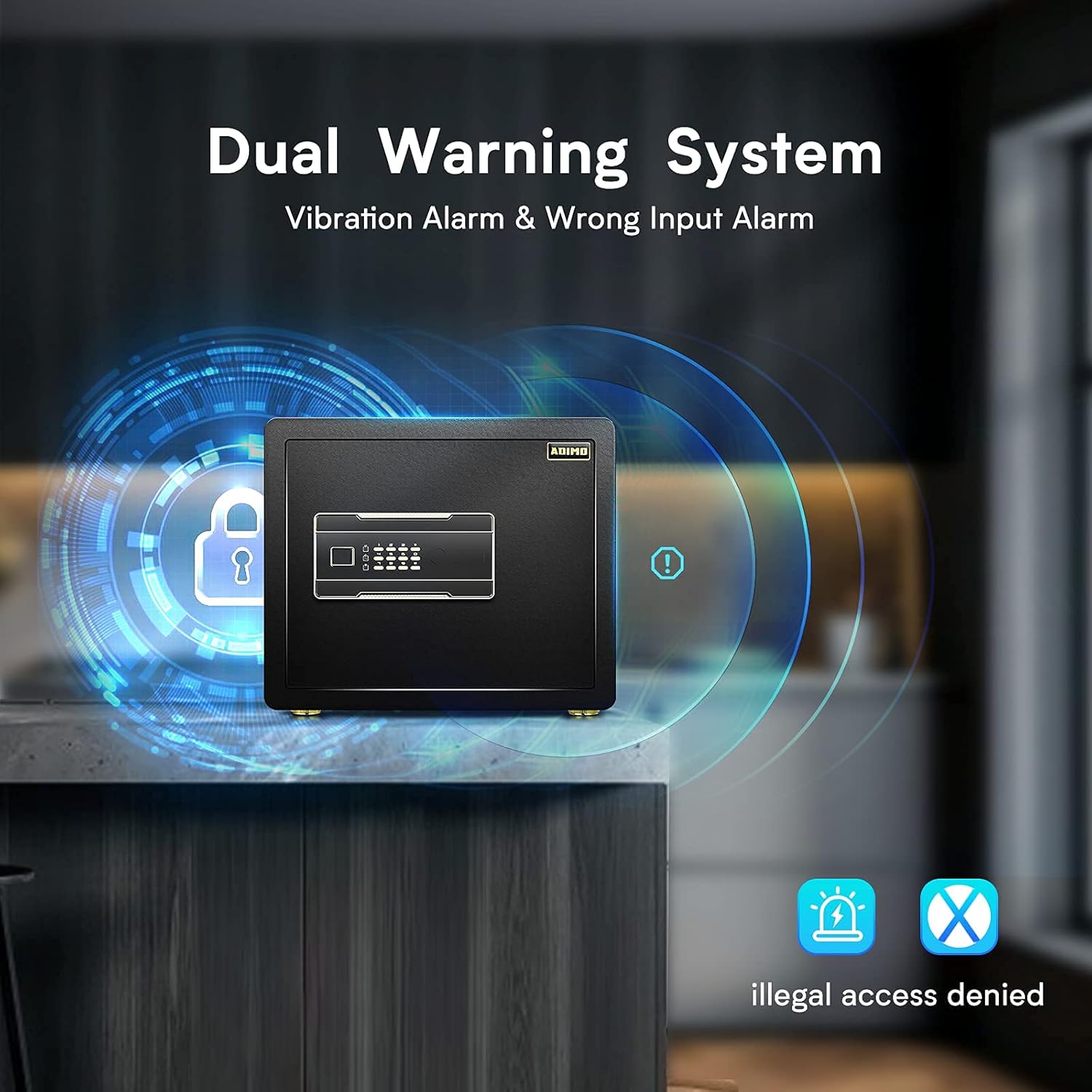 Safe Box, ADIMO Model 35 Reinforced Alloy Safe Lock Box ,Digital Safe Box with Intelligent Alarm System, 1.2 Cubic Feet Cabinet Safe for Money,Jewelry and Documents,Safe Box for Home,Hotel, Company - - 