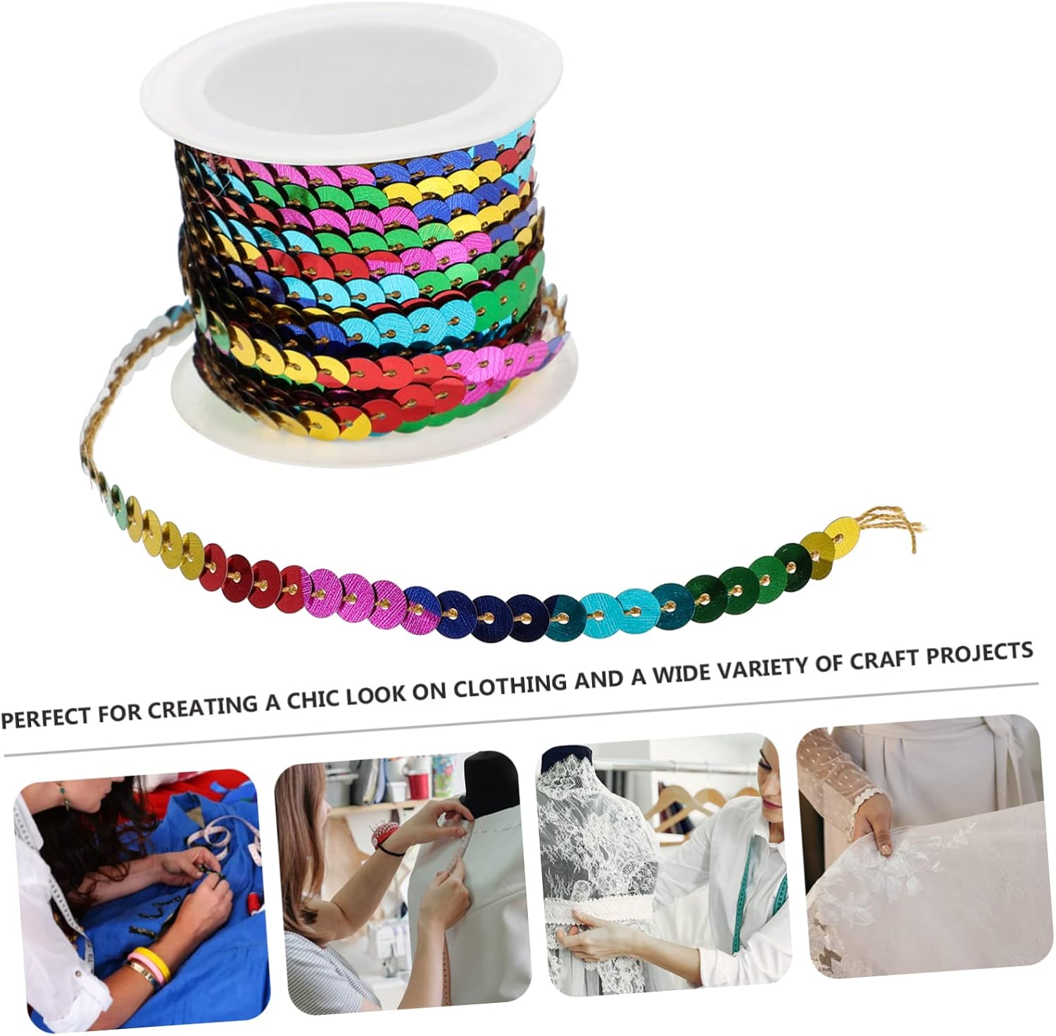 Uonlytech 1set Decorative Sequin String Each for DIY Crafts Paillette Embellishments Dress Home Decor for Flower Arrangements and Accessories 5rolls