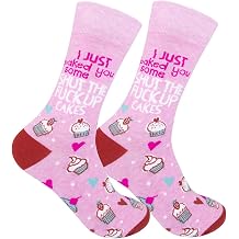 FUNATIC Shut The Up Cakes Crazy Socks for Women Adult Teen | Best Gift Idea with Funny Saying and Food Related Picture | STFU Dirty Word Cute Pink Accessory Apparel | Fun Girl Accessories Present