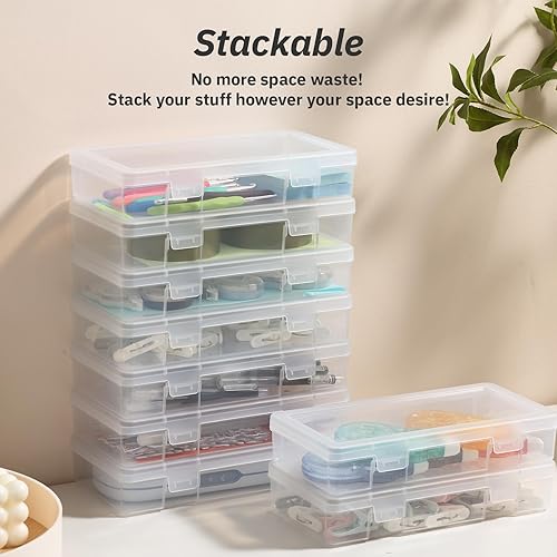 Miniatura 4 de novelinks Pequeñas cajas de almacenamiento de plástico con tapas de pestillo, organizadores de manualidades y almacenamiento apilable, caja de