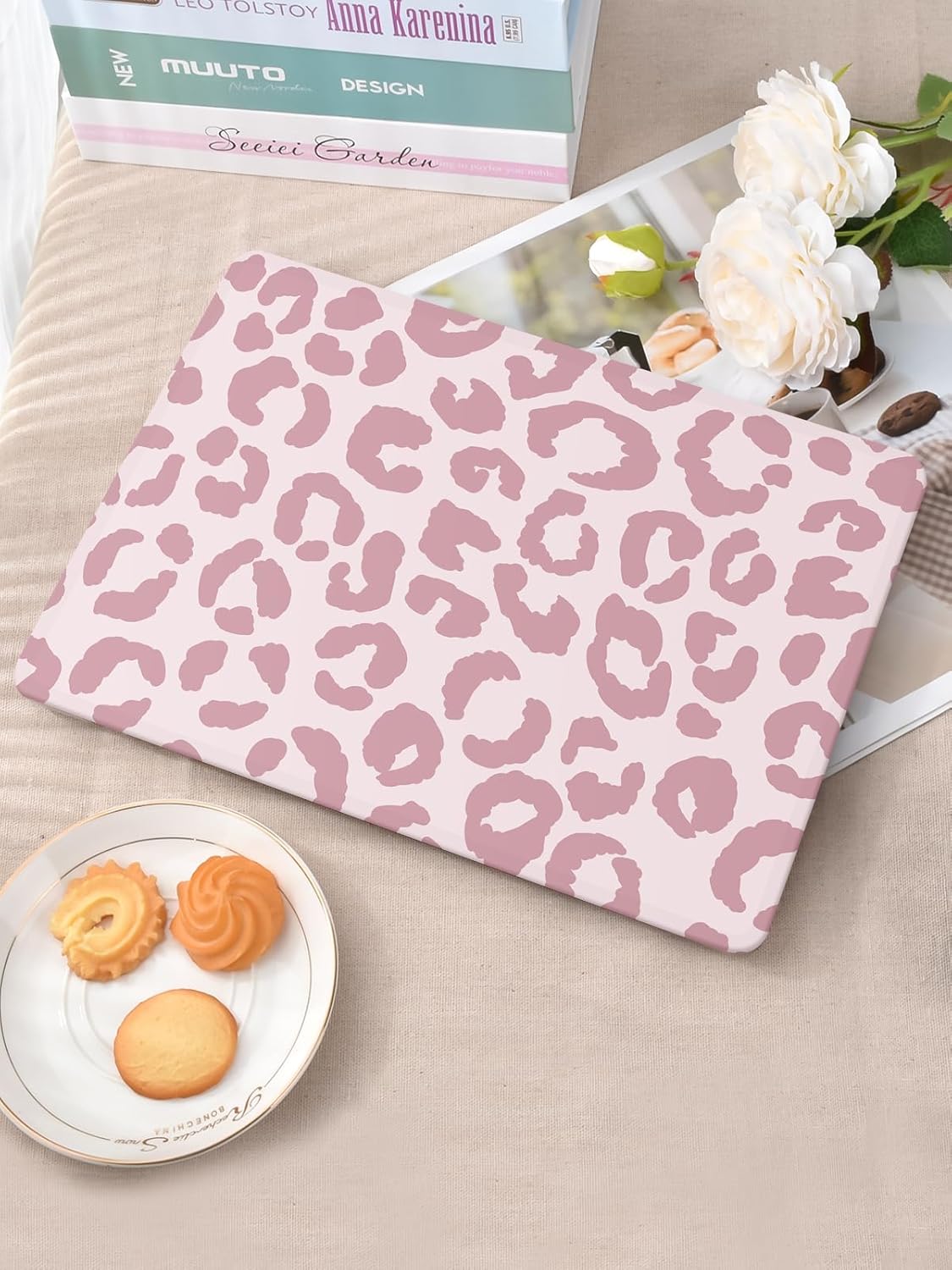 Seorsok Compatible with MacBook Air 13 Inch Case 2022 2021 2020-2018 Release A1932 A2179 M1 A2337 Touch ID,Leopard Grain Plastic Hard Shell Case with Keyboard Cover,Pink Leopard Cheetah Pattern