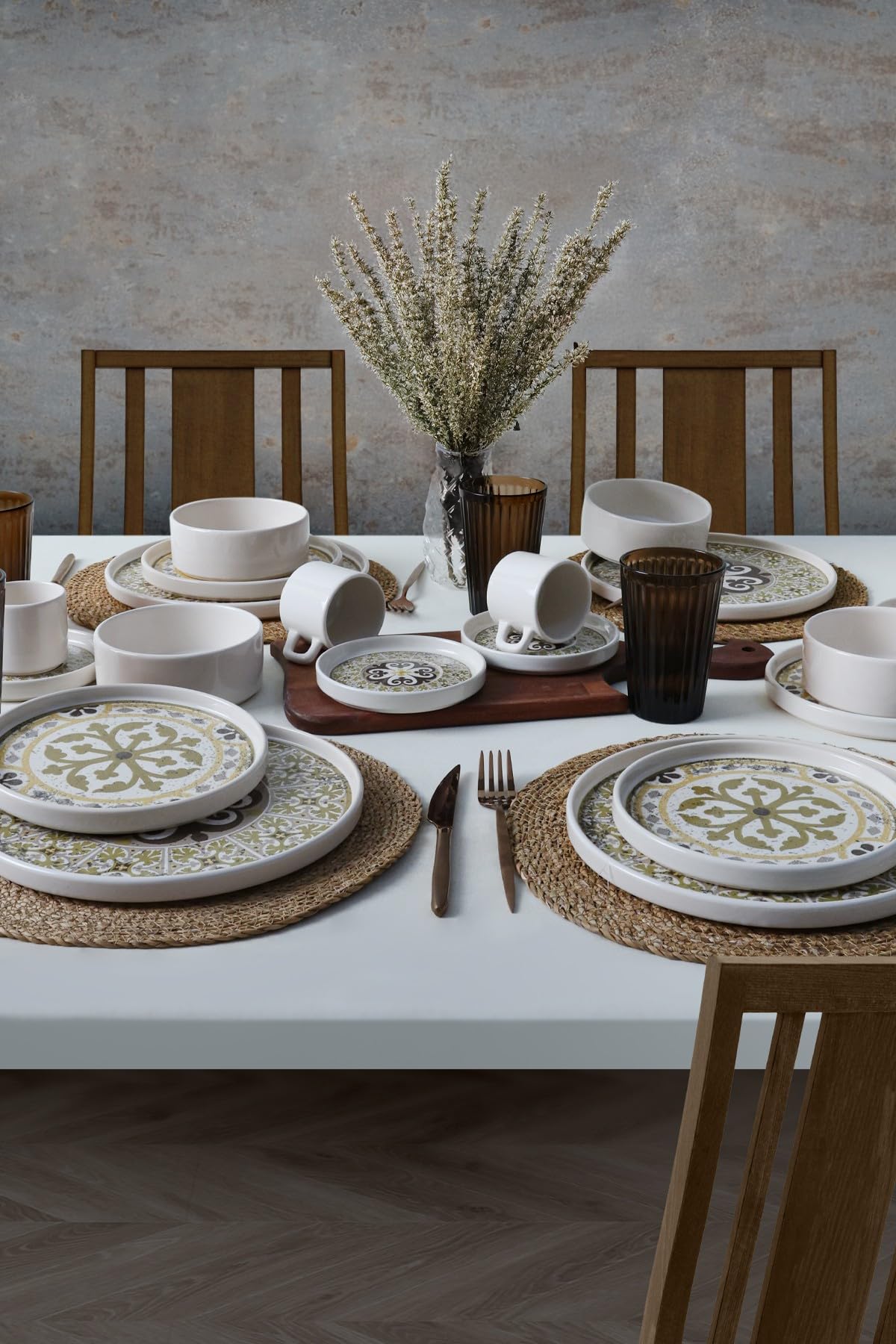 20-Piece Dinner Set, 100% Ceramic Stoneware, Eco-Friendly & Antibacterial | Includes Cups, Plates, Bowls & Saucers | Dishwasher & Microwave Safe