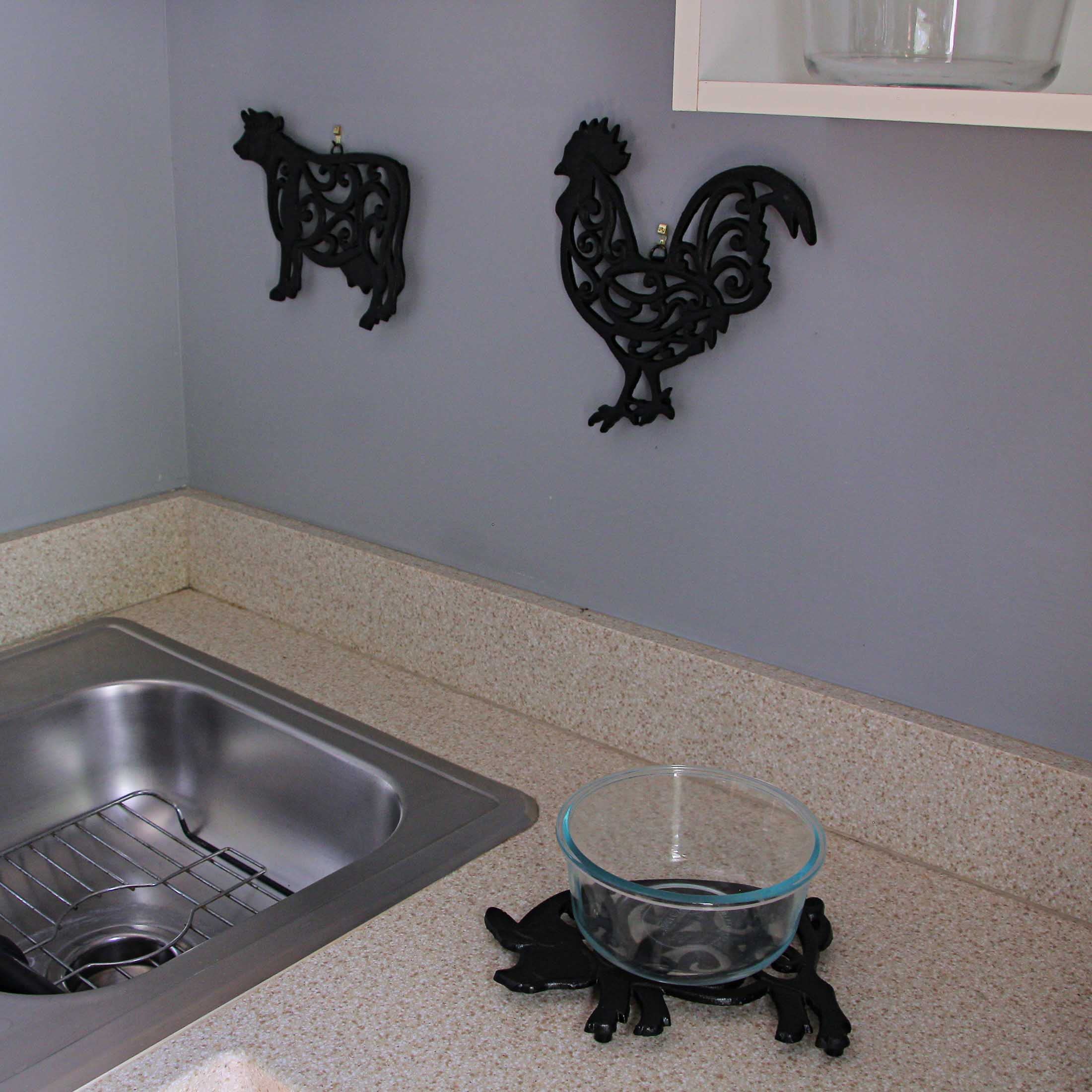 Juego de 3 salvamanteles de cocina de hierro fundido negro para colgar en la pared