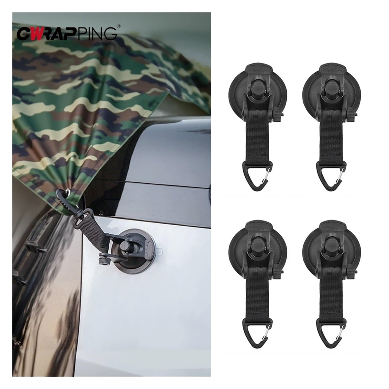 Fibbia a Ventosa for Tenda da Auto, ancoraggi Laterali for Campeggio, Ventose for, Gancio di Fissaggio for Camper, Accessorio Interno della Cabina(PC-4)