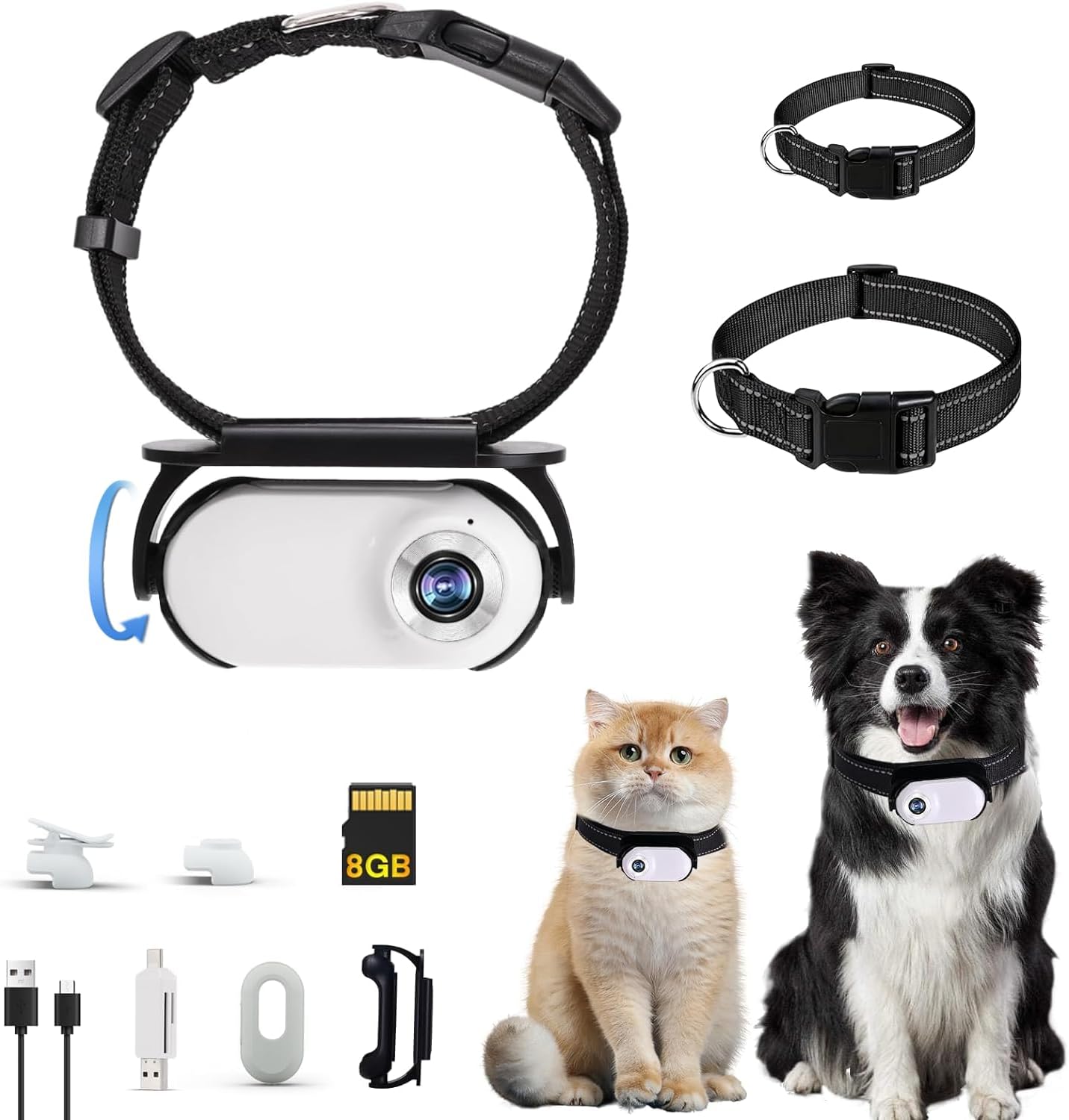 Pet Baby Upgrade 360° Rotating Cat Camera Collar with 8GB