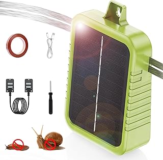Schneckenzaun Elektrisch Set, Eingebauter 2400-mAh-Lithium-Akku und 2W-Solarpanel, Schneckenschutz Stromgerät mit 12m Zaunband und Schneckenschutz Zubehör, Schutz vor Schnecken für Gärten