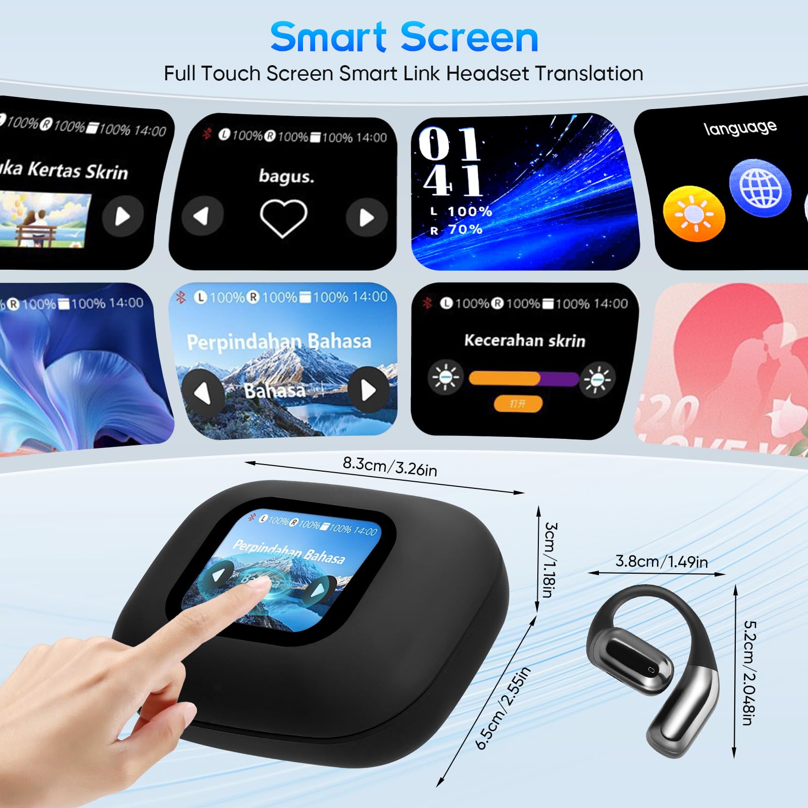 AI Language Translation Earbuds, LCD Touchscreen Real-Time Translator with 144 Languages Accents - Image 4