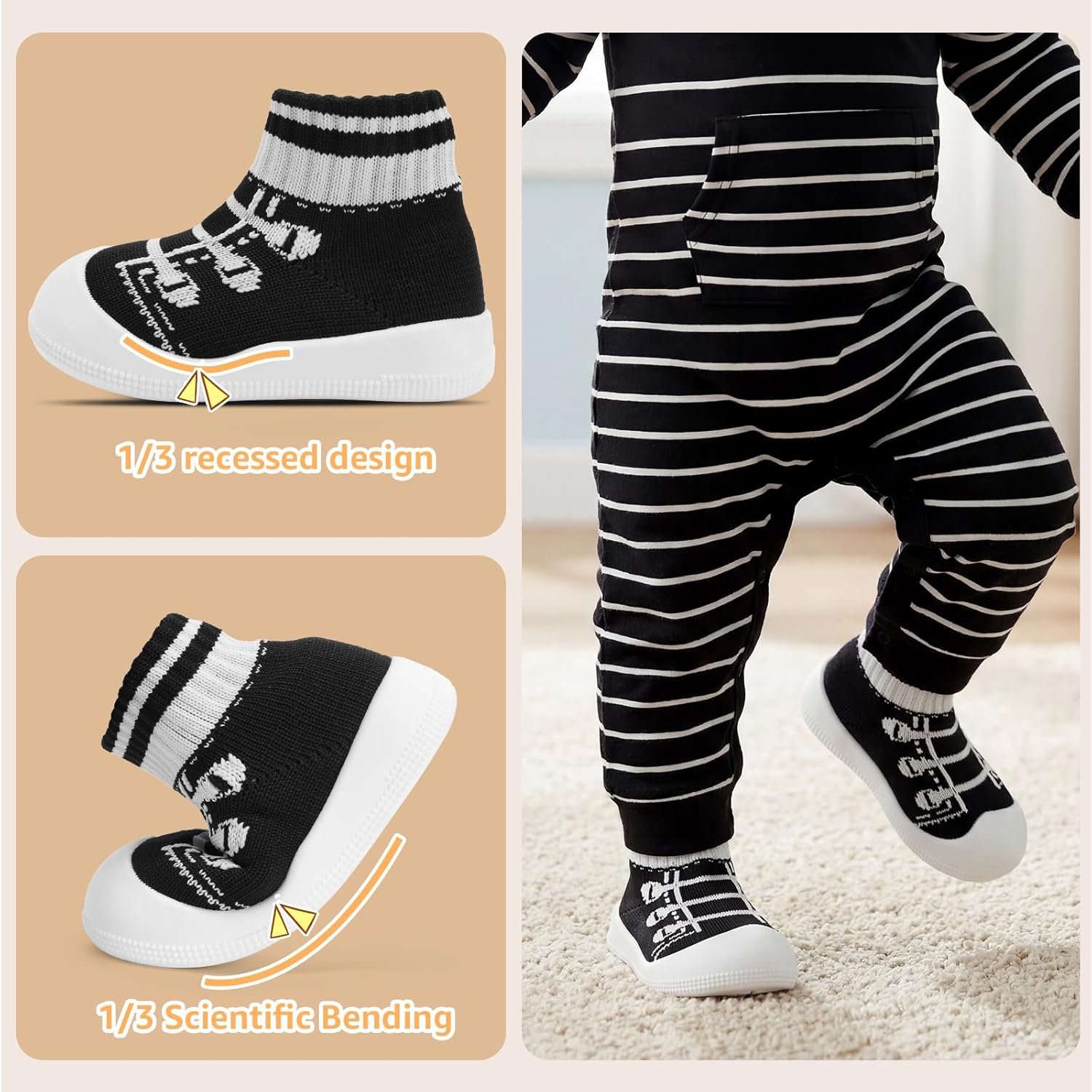 STQ Baby Socks Shoes Toddler Wide Toe Box Non-Slip Slippers Infant Walking Shoe Soft Baby Boys Girls Lightweight Sneakers - Image 5