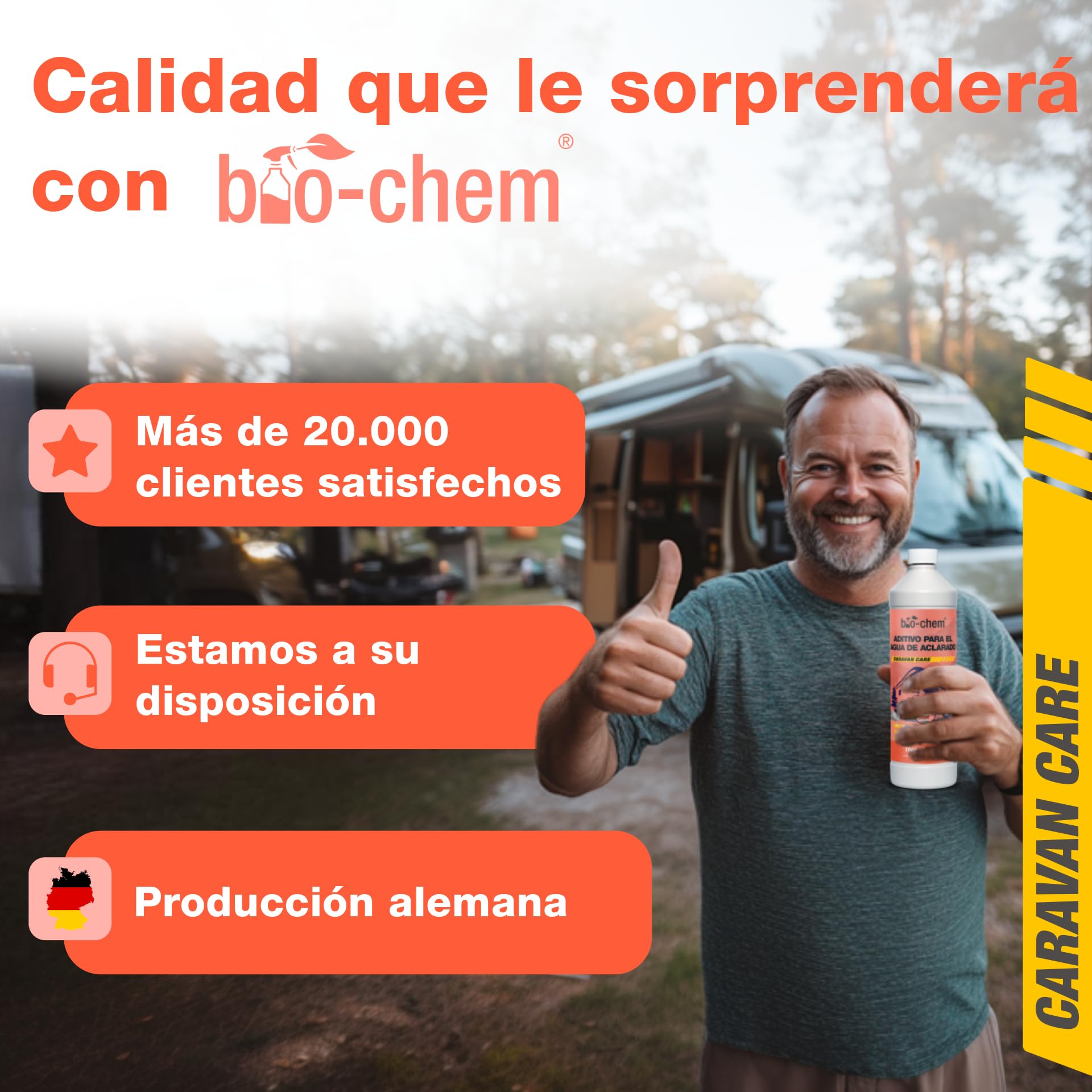 bio-chem Aditivo sanitario para el agua de enjuague, 5L | Nueva fórmula con microorganismos - producto de limpieza para inodoros secos en campings y caravanas
