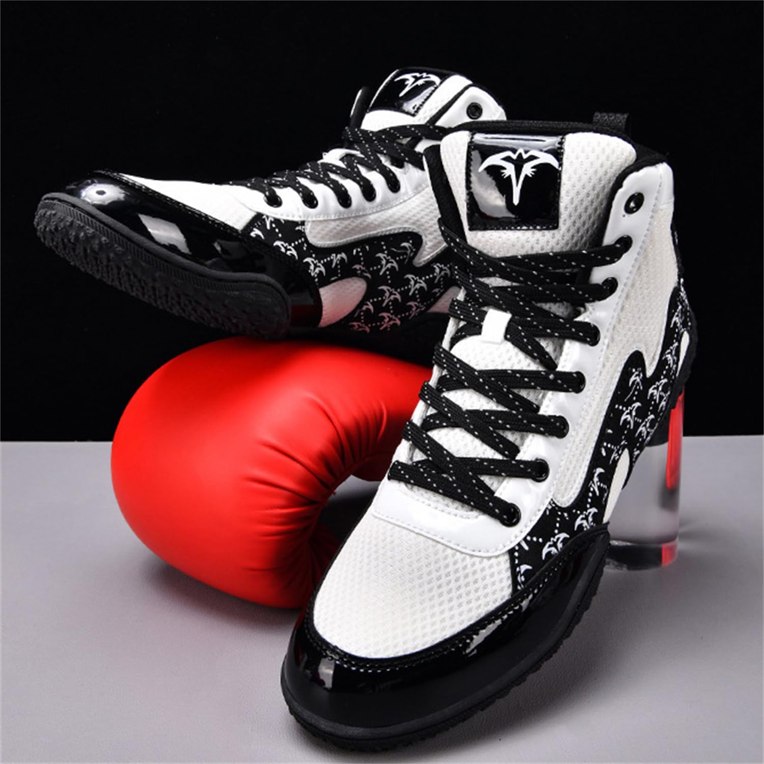 Stivali da Wrestling E Boxe, Scarpe da Combattimento Alte per Allenamento Uomo Donna Kickboxing E Sparring,Bianca,39 EU