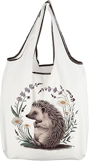 G2TUP Animal Lover Gift Cute Hedgehog Folding Reusable Grocery Bag Hedgehog Mom Shopping Bag Nature Lovers Gift
