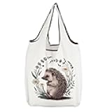 G2TUP Animal Lover Gift Cute Hedgehog Folding Reusable Grocery Bag Hedgehog Mom Shopping Bag Nature Lovers Gift