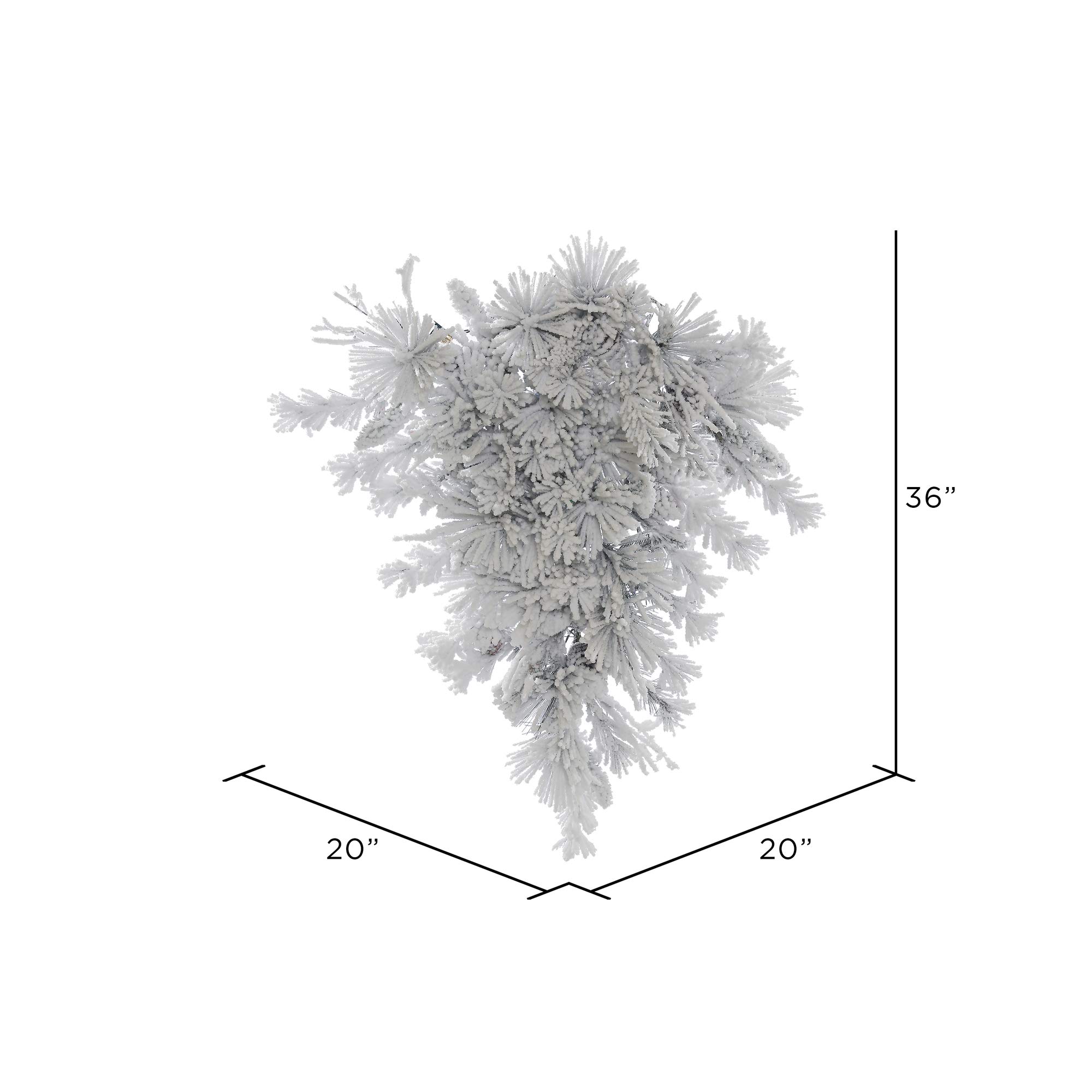 Vickerman A155307 Teardrop with 18 Pine Cones, 75 Flocked White on Green PVC Tips, 36