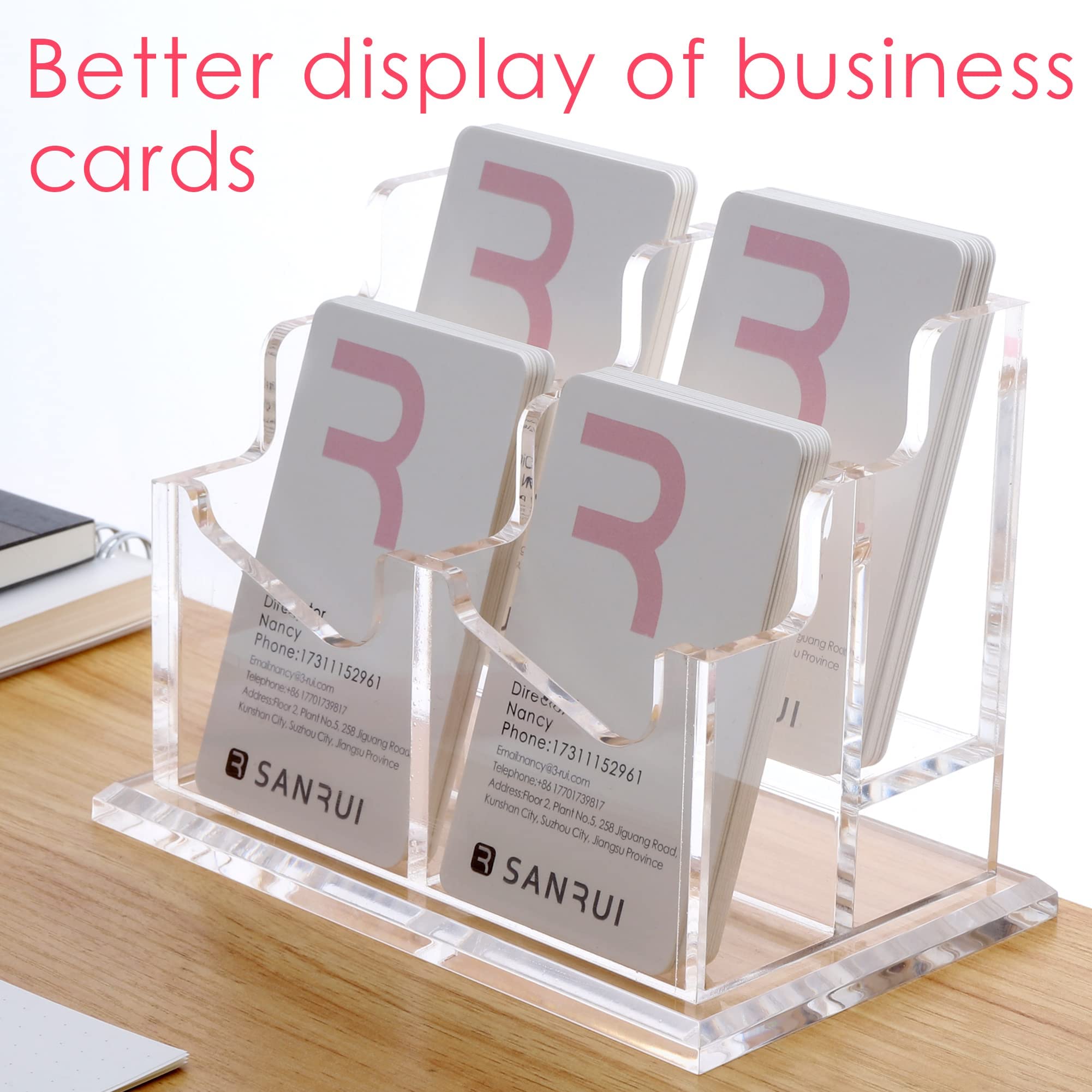 SANRUI Acrylic Vertical Business Card Holder for Desk,Clear Business Card Display Stand Organizer Storage Rack for Exhibition Home - Image 3