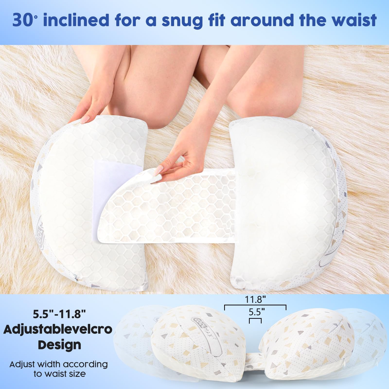 Pregnancy Pillow for Pregnant Women, Soft Pregnancy Pillow, Support for Back, HIPS, Legs, Maternity Pillow with Removable and Adjustable Pillowcase