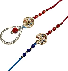 Set Di 2 Rakhi Indiane Tradizionali Con Cordone E Cartolina – Per Fratello E Sorella, Festa Raksha Bandhan