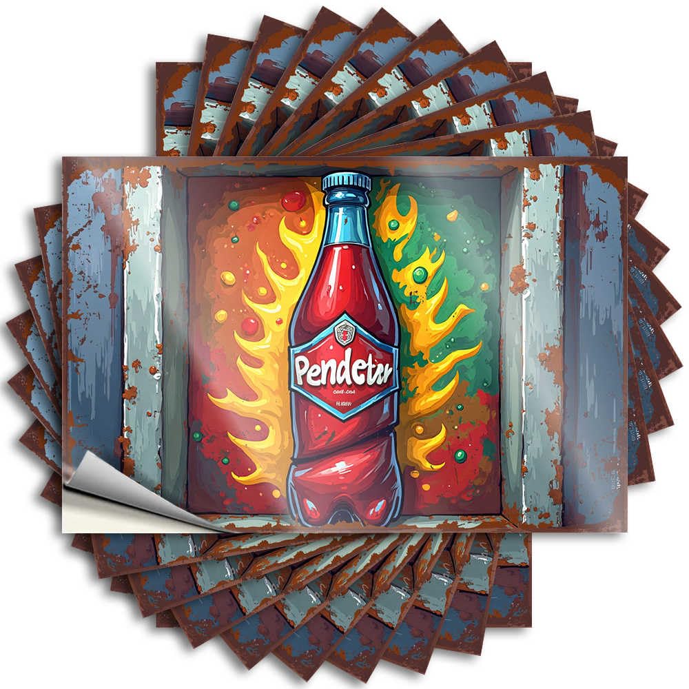 Decals Cheap, Boss Bumper Flaming Pendex Bottle: A Fiery Beverage Adventure | Backyard Bar Decor(6X9CM)
