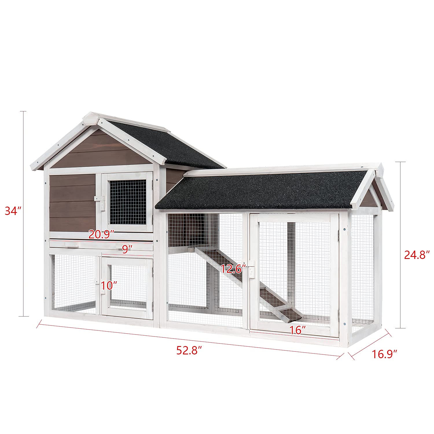 Kinpaw 53" Chicken Coop, Outdoor Rabbit Hutch, Outside Hen House