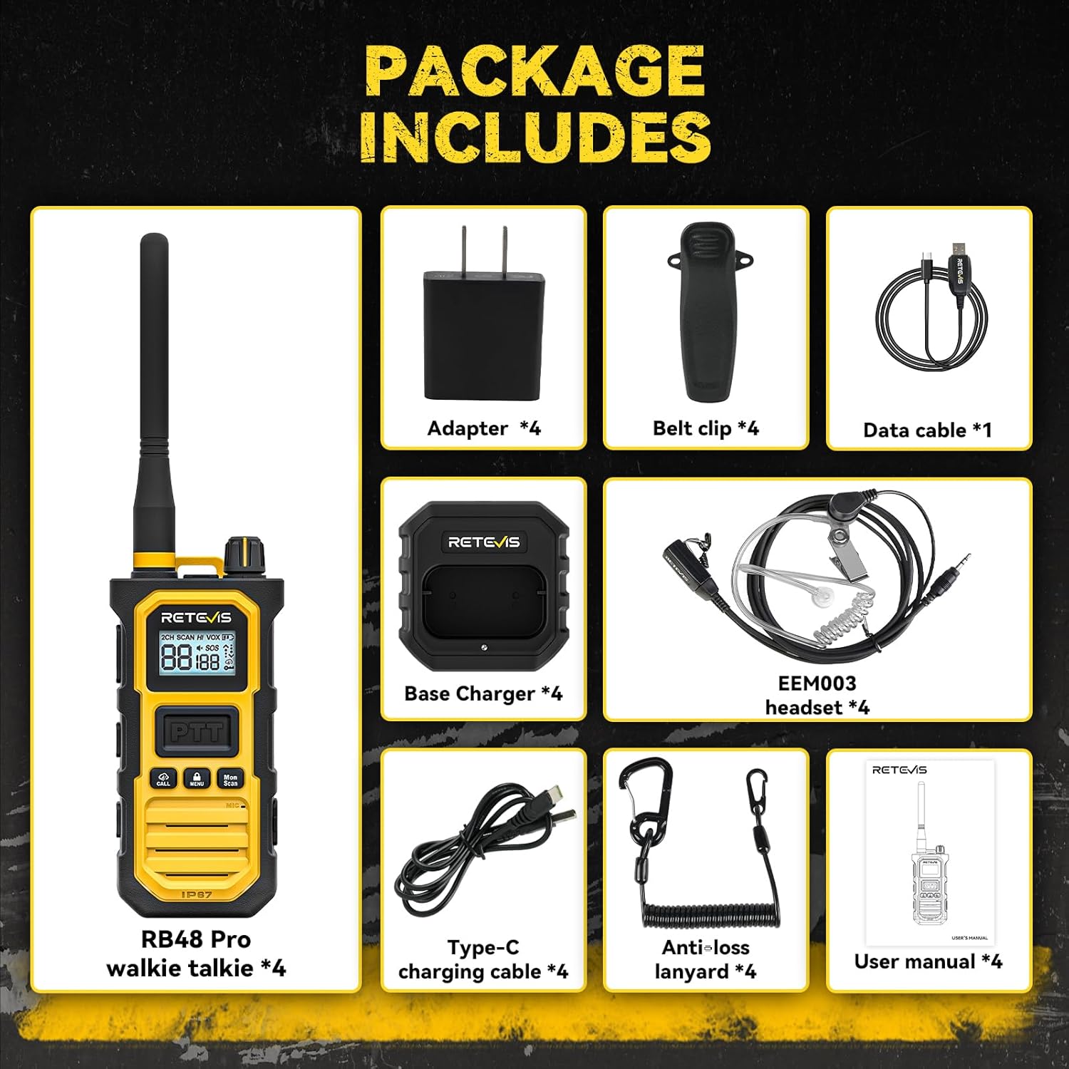 Package contents of Retevis RB48 Pro