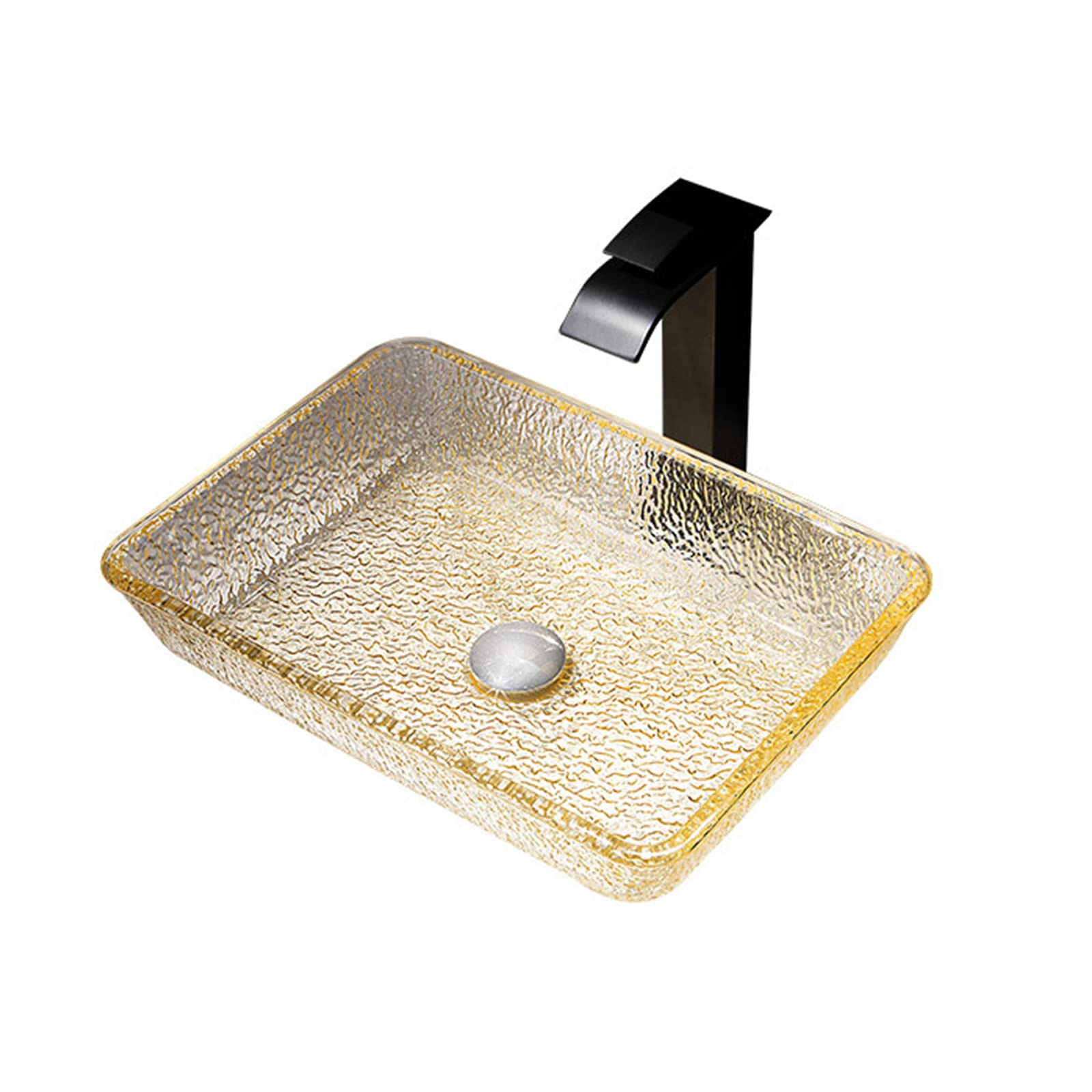 ASerZenith Bathroom Vessel Sink,Tempered Glass Vessel Sink With Brass Faucet And Drain Combo Artistic Vessel Sink Vanity Counter Top Installation(A-C)