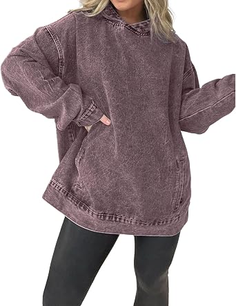 Denim Hooded Sweatshirt with Front Pockets for Women, Casual Jean Jacket Hoodie, Pullover Hooded Denim for Daily Wear