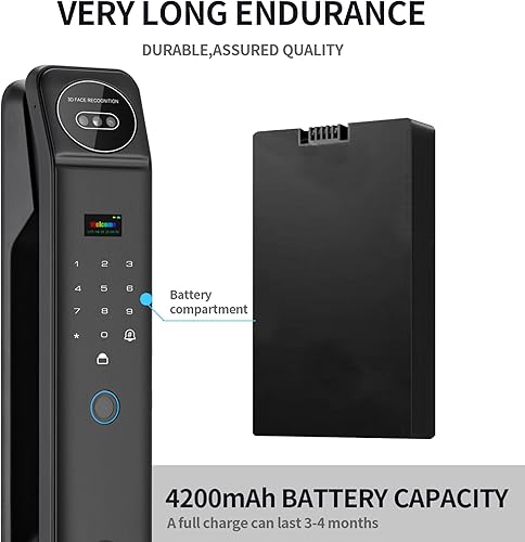 Miniatura 8 de Cerradura de puerta inteligente con reconocimiento facial e intercomunicador de video, huella digital de entrada sin llave, control de aplicación