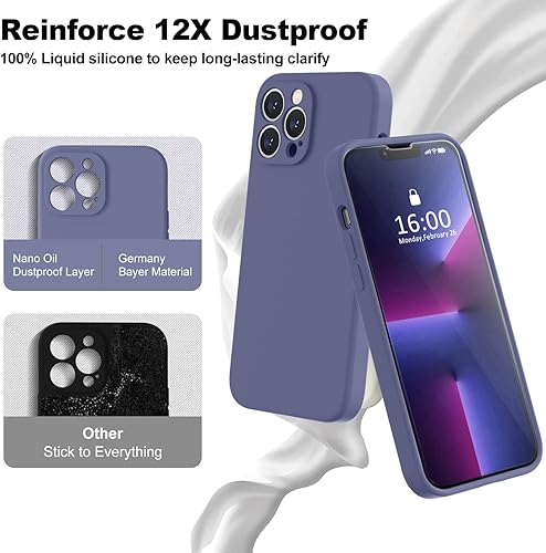 Miniatura 267 de BossKiss Funda compatible con iPhone 14 Pro, silicona mejorada [protección de cámara] [2 protectores de pantalla 9H], forro interior de microfibra