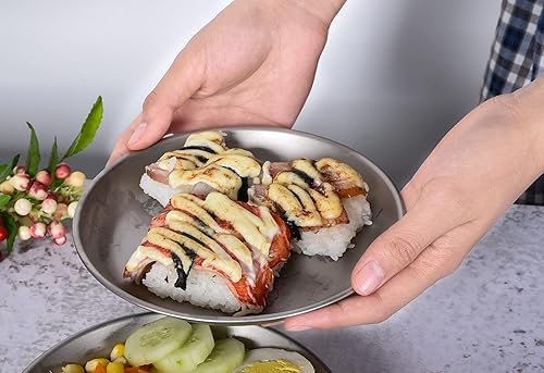 Miniatura 8 de Boundless Voyage Plato de titanio ultraligero con bolsa de transporte para acampar al aire libre, utensilios de cocina portátiles (Ti1111T (placa