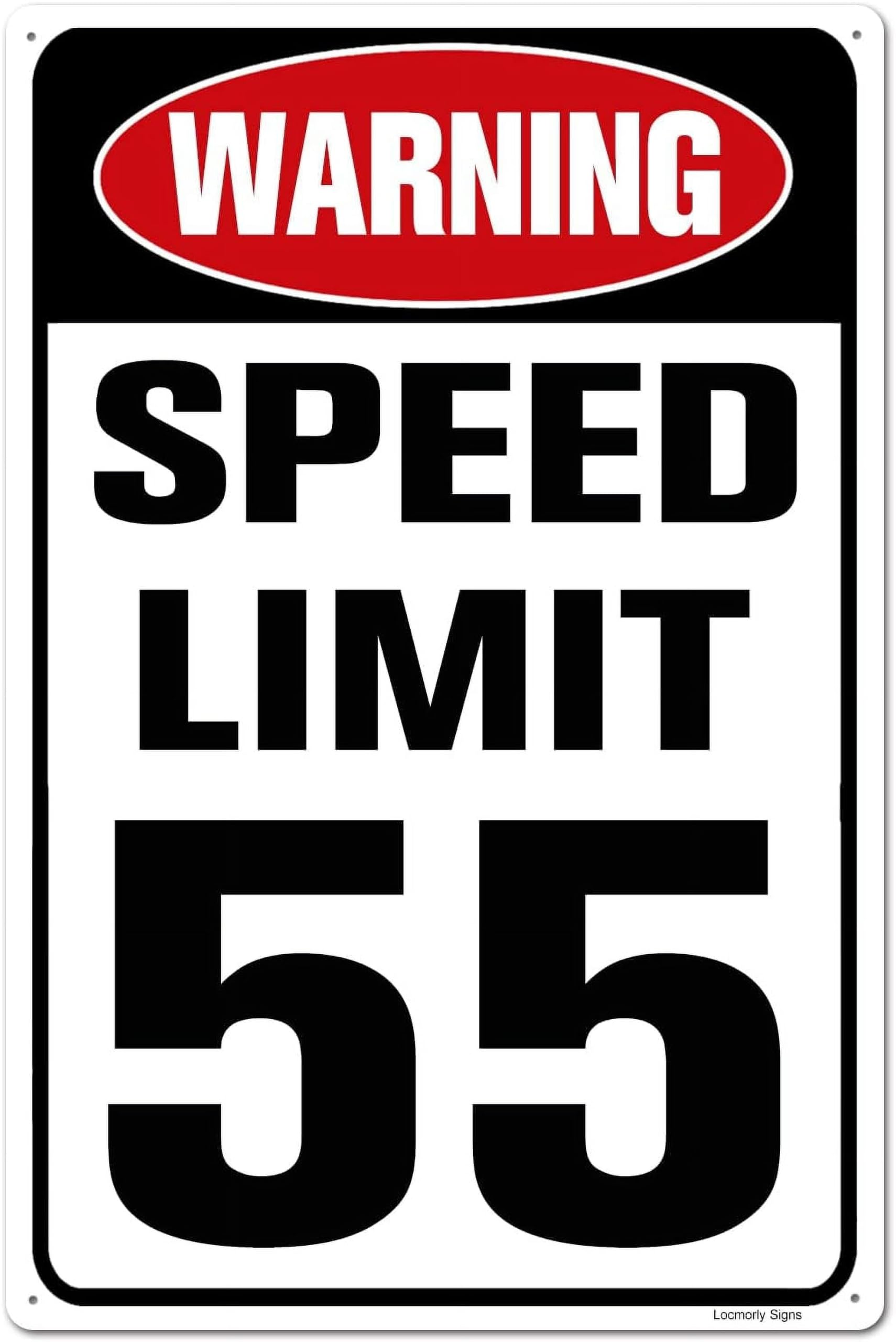 (2-Pack) Warning Metal Tin Sign, Speed Limit 55 MPH Sign, 8x12 Inch, Rustproof Sign