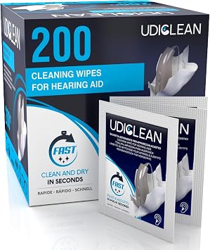 200 Hearing Aid Cleaning Pocket Wipes Udiclean for Removing Grease Sweat and Dirt Individually Wrapped Wet Wipes