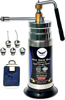 Liquid Nitrogen Sprayer, 350ml Liquid Nitrogen (LN2) Tank with 6 Freeze Heads | Mini Cryo Gun