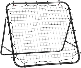 HOMCOM Filet de Rebond en métal avec Angle réglable et 20 Cordes élastiques Filet pour l'entraînement de Football, Tennis, Handball 96 x 80 x 96 cm