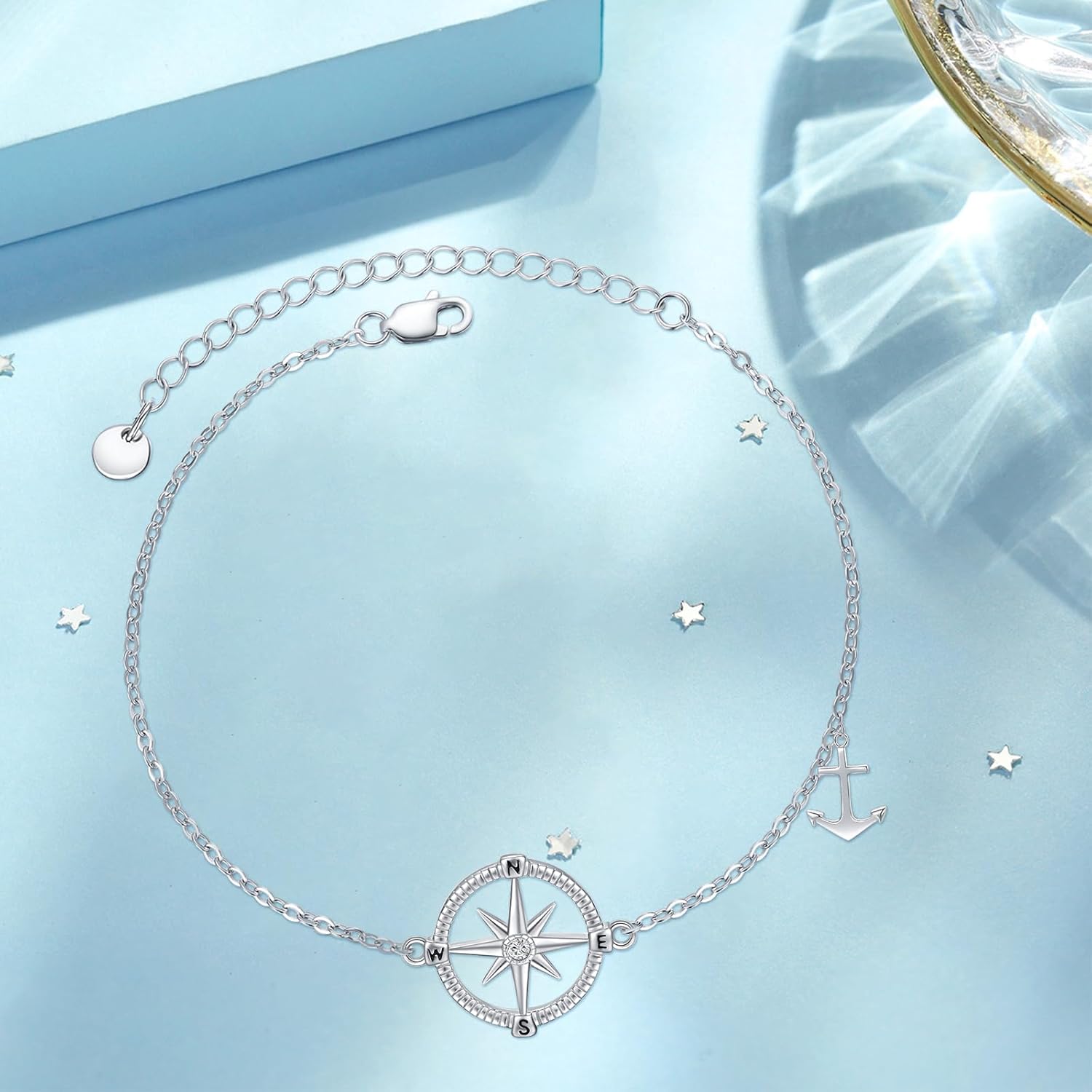 CUOKA MIRACLE Anchor Bracelets 925 Sterling Silver Sailor Bracelet Nautical Jewelry Travel Graduation Inspirational Gifts for Women Friendship Holiday Christmas Birthday