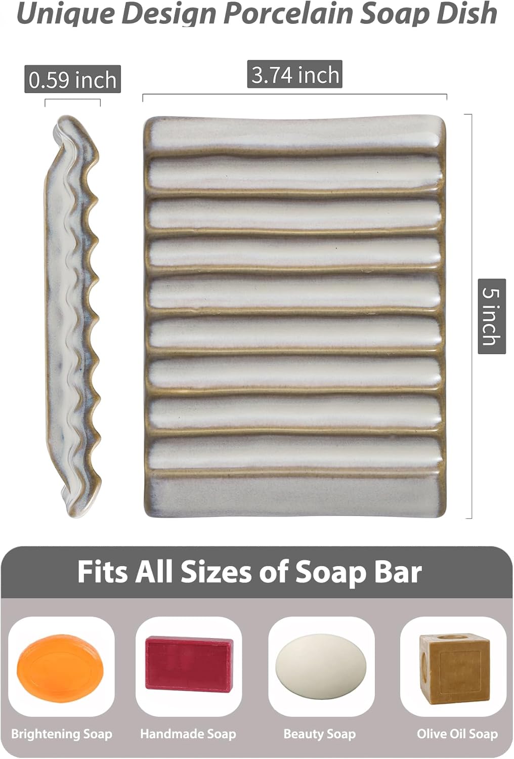 3 Tier Serving Tray Porcelain Tiered Serving Stand & Soap Dishes, Ceramic Soap Holder Bar Soap Saver for Bathroom