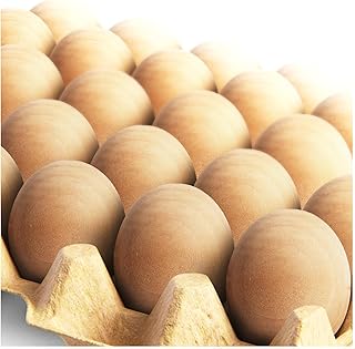 CALPALMY 24 Pieces Wooden Eggs - Life-Size, Reusable Fake Easter Eggs for Painting, Decorating, Crafting, Pretend Play, Faux Food Display, Nest Box Training