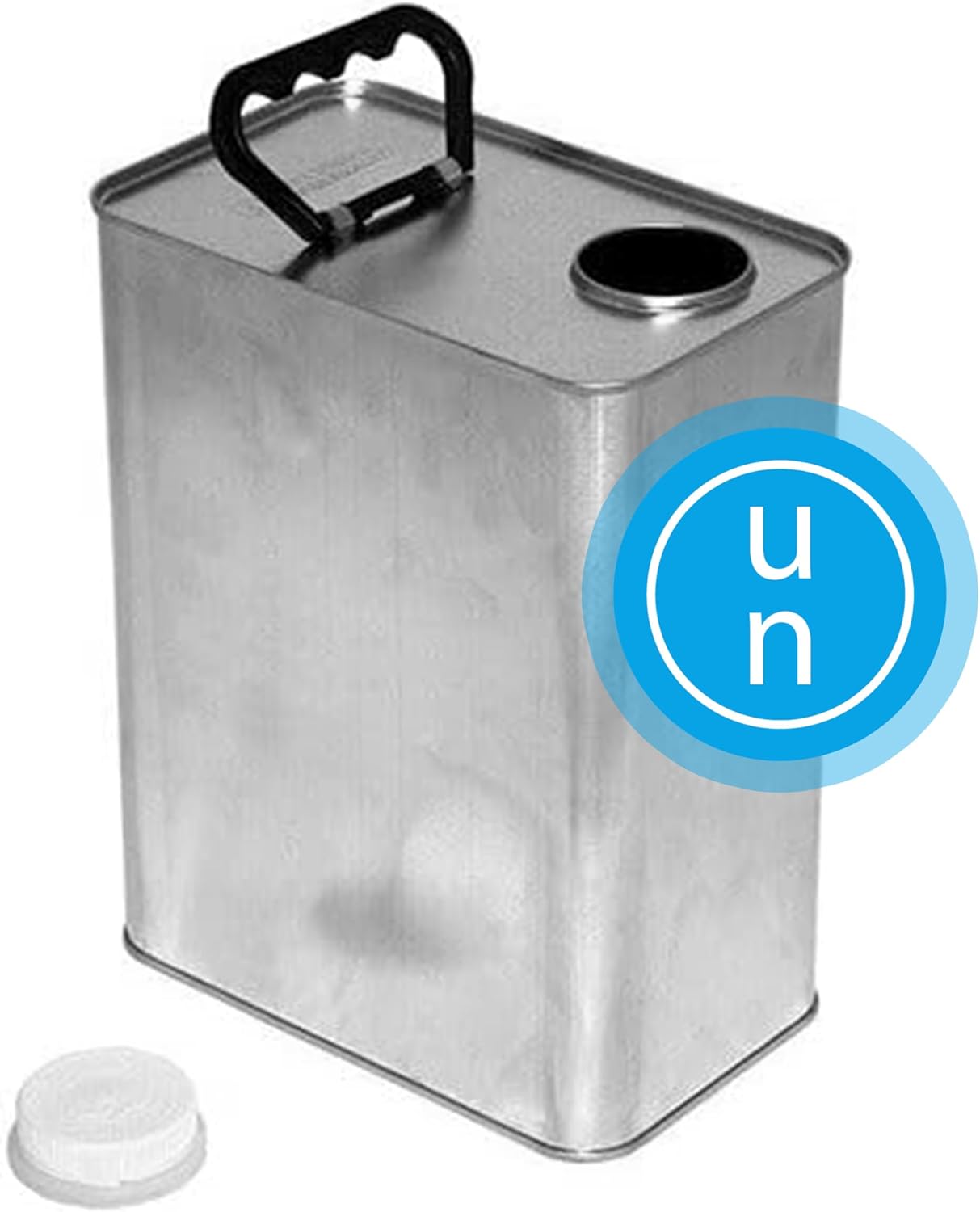 Air Sea 4L UN F-Style Metal Can with 42mm (1.65”) REL Plastic White Cap, Durable Tin-Coated Steel, Ideal for Liquid Storage, Paint Storage and Fuel Containers