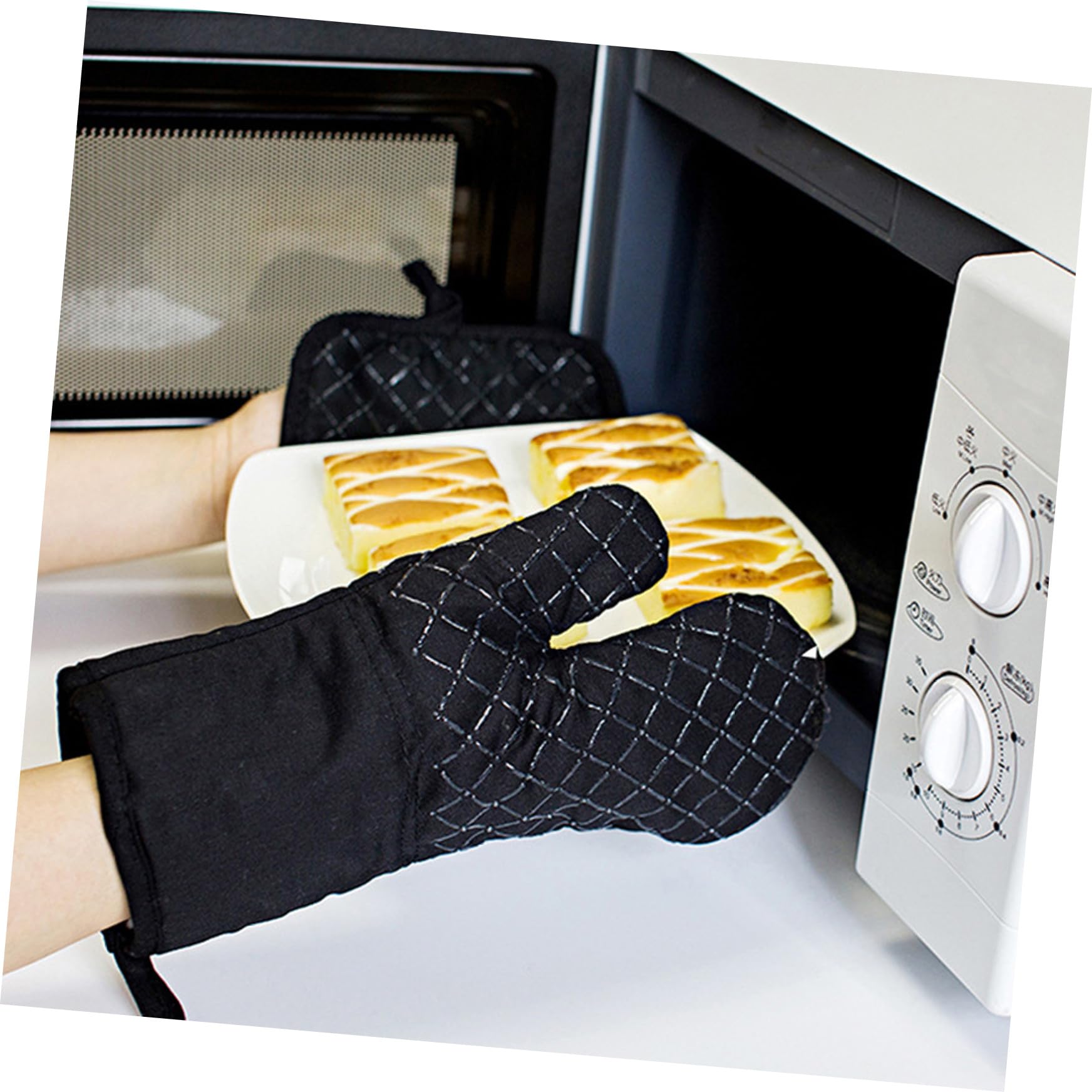 COLLBATH Guanti Da Forno Resistenti Al Calore Presine Sottopentole e Grembiuli Da Cucina Per Cucinare Barbecue e Microonde Antiscivolo e Sicuri Per Famiglia