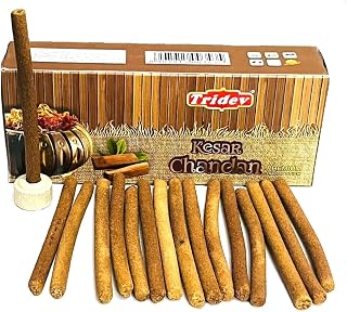 Tridev Kesar Chandan Natural Incense Agarbatti Dhoop Sticks 80Grm for Religious Aromatic Fragrance with Stand Meditation Worship Temple