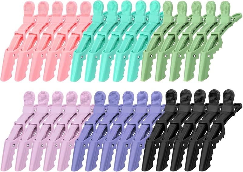 30-Pack Alligator Hair Clips for Styling - Professional Non-Slip Hair Clamps for Women & Girls (Pink, Mint, Sage, Lavender, Blue, Black)